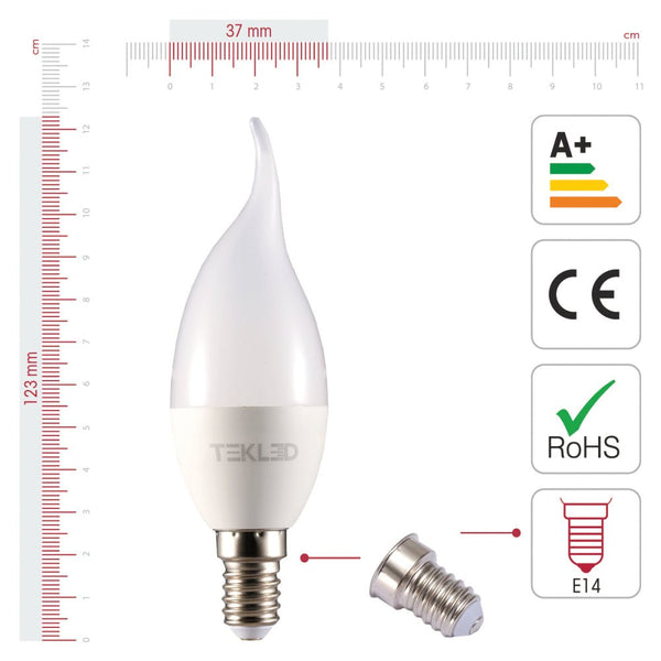 Pisces LED Candle Bulb C37 Tail E14 Small Edison Screw 6W