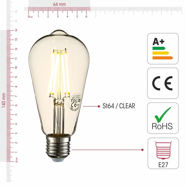 LED Filament ST64 Edison Bulb E27 Edison Screw