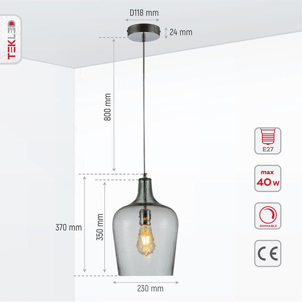 Vase Silhouette Textured Schoolhouse Pendant Ceiling Light