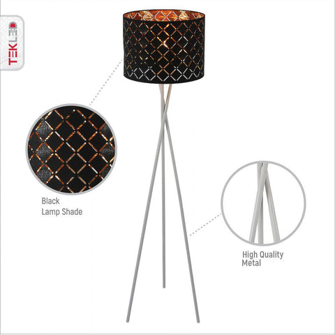 Tripod White Drum Floor Lamp E27 Fitting