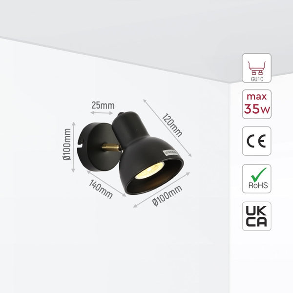Hektor Rotatable GU10 Spotlight Antique Brass Black