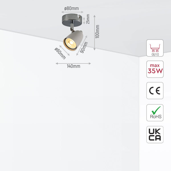 Skurupp Cone Rotatable GU10 Chrome Spotlight White