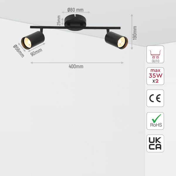 Rotatable Cylinder Rod GU10 Spotlight Back-Center Connected
