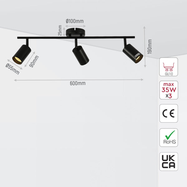 Rotatable Cylinder Rod GU10 Spotlight Back-Center Connected