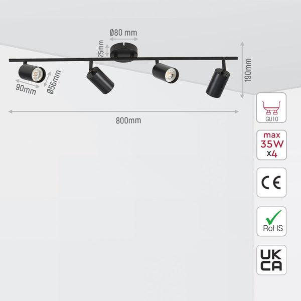 Rotatable Cylinder Rod GU10 Spotlight Back-Center Connected