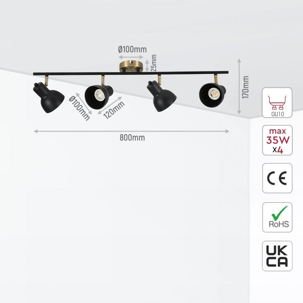 Hektor Rotatable GU10 Spotlight Antique Brass Black