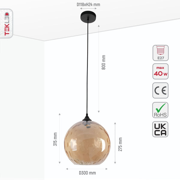 Celestial Dimpled Glass Globe Pendant Ceiling Light