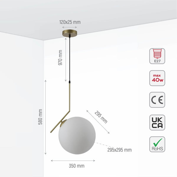 Opal White Glass Globe Pendant Ceiling Light