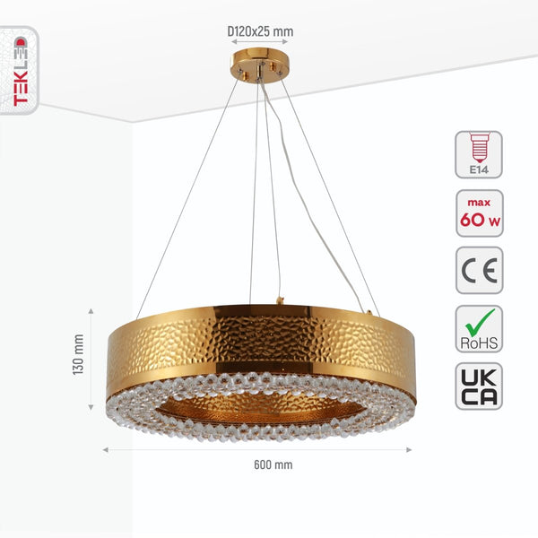 Ball Crystal Gold Metal Chandelier Ceiling Light E14 Round or Island
