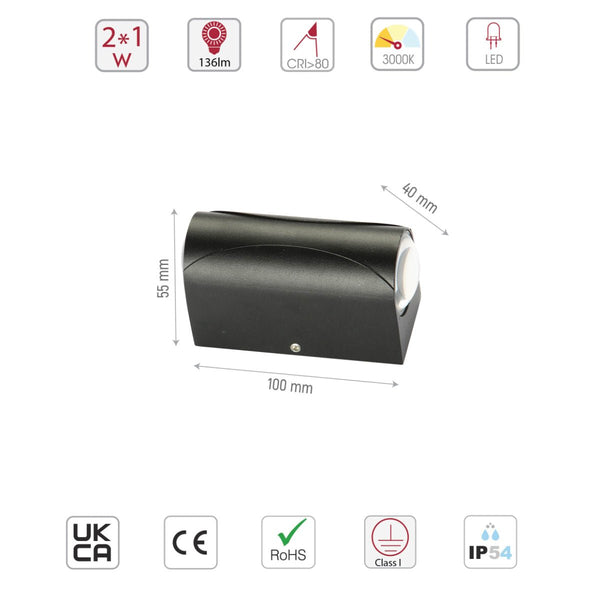 Black Corrugated Up Down Outdoor Modern LED Wall Light