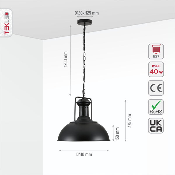 Dome Industrial Jumbo Metal Ceiling Pendant Light E27 Fitting