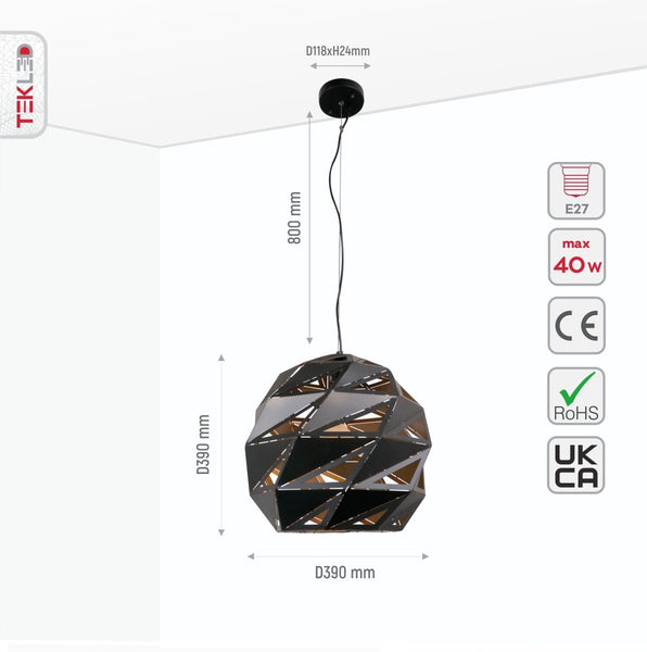 Malunga Metal Laser Cut Globe Pendant Ceiling Light E27