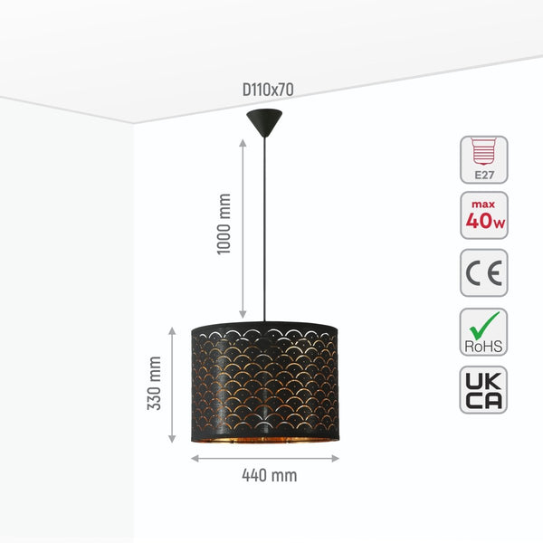 Black Gold Shade Scandinavian Modern Pendant Ceiling Light