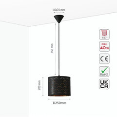 Black Gold Shade Scandinavian Modern Pendant Ceiling Light