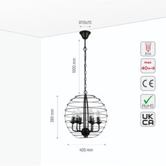Black Metal Cage Candle Lantern Pendant Ceiling Light E14
