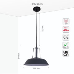 Metal Step Pendant Ceiling Light E27