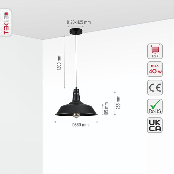 Step Industrial Caged Metal Ceiling Pendant Light E27 Fitting