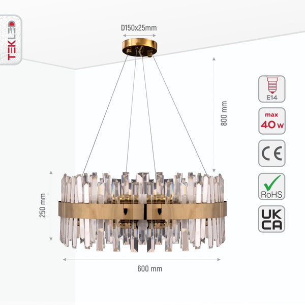 Coffin Crystal Gold Metal Chandelier Ceiling Light E14