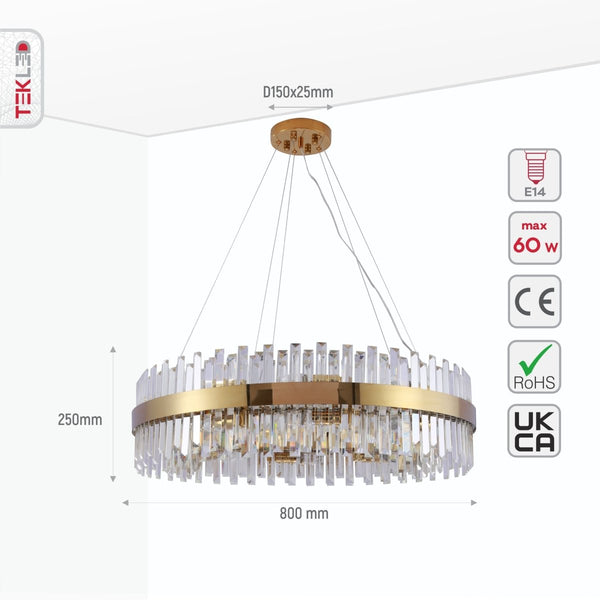 Coffin Crystal Gold Metal Chandelier Ceiling Light E14