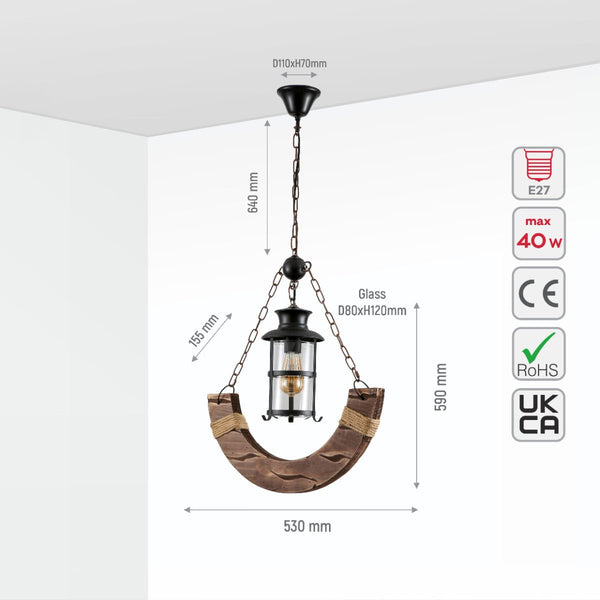 Crescent or Board Wood Cylinder Glass Shaded Rustic Farmhouse Nautical Marine Sailor Kitchen Island Pendant Ceiling Light E27