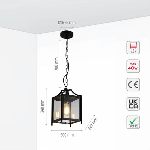 Cube Retro Traditional Lantern Pendant Ceiling Light E27