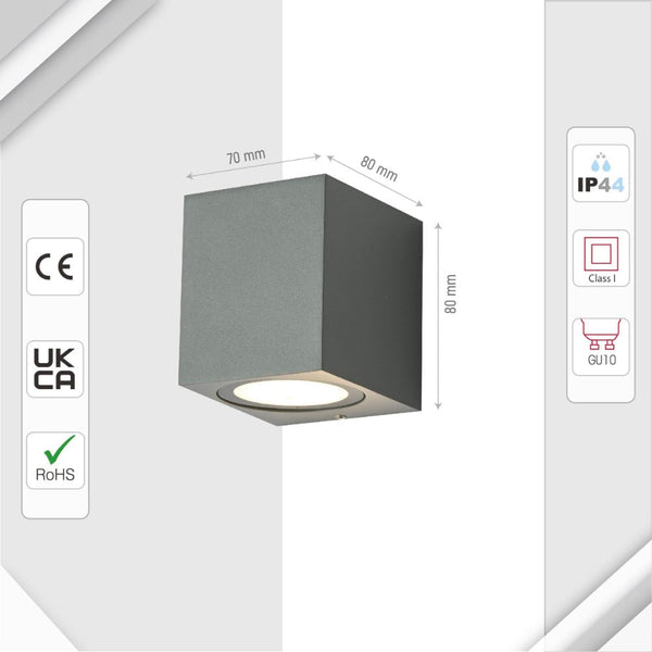 Cuboid Wall Lamp IP44 GU10 Grey