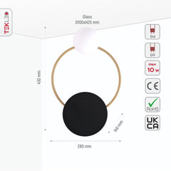 Earth and Moon Wall Light G4 and G9 Fittings in Black White Gold