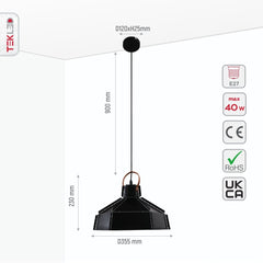 Esagono Midi Maxi Metal Pendant Ceiling Light E27