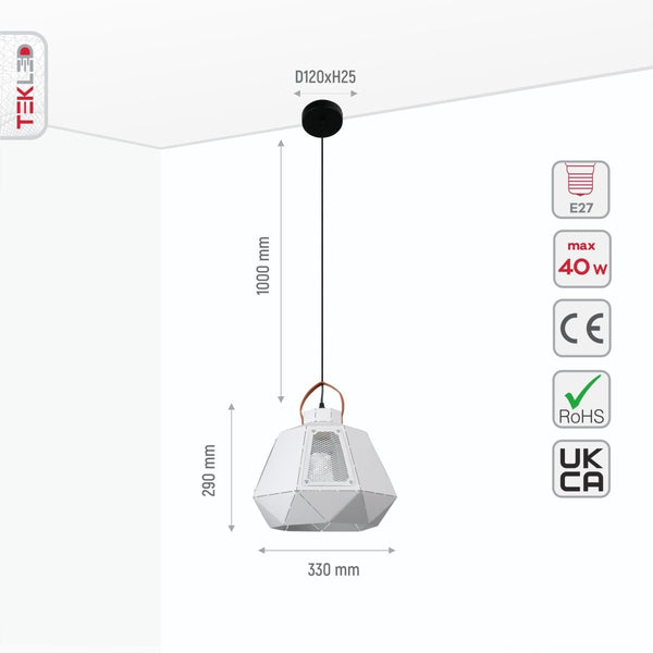 Esagono Pod Lantern Black or White Pendant Ceiling Light E27