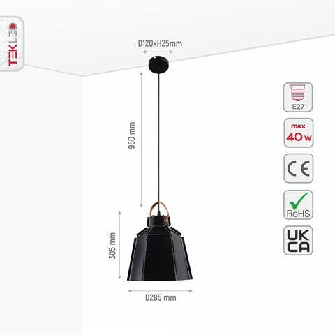 Esagono Mini Metal Pendant Ceiling Light E27 D285 mm