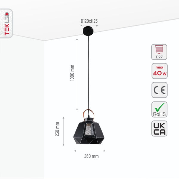 Esagono Pod Lantern Black or White Pendant Ceiling Light E27