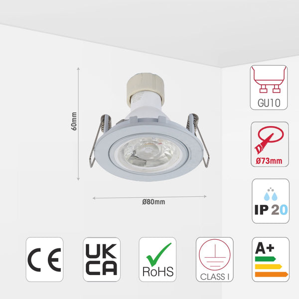 Fixed Diecast Aluminium Downlight IP20 GU10 Fitting
