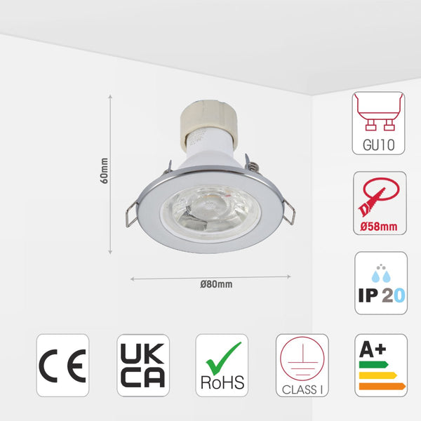 Fixed Pressed Steel Downlight IP20 GU10 Fitting