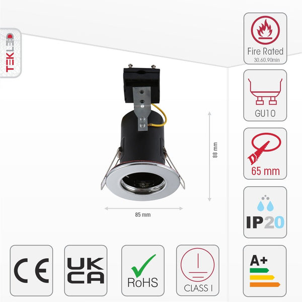 Fixed Pressed Steel Fire Rated Downlight IP20 GU10 Fitting