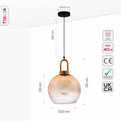 Globe Indian Dome Pendant Ceiling Light E27