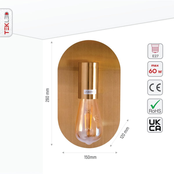 Gold Metal Wall Light E27 Fitting