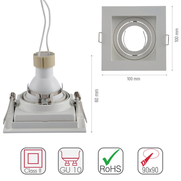 Grille Rectangle Recessed Tilt Downlight GU10