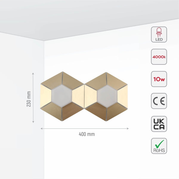 Honeycomb Gold Opal Contemporary Modern Wall Light 4000K Natural Cool White