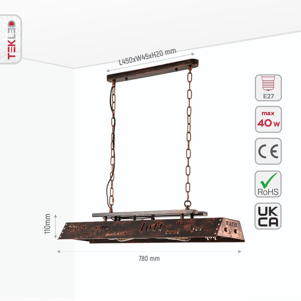 Iron Industrial Island Ceiling Chandelier Light 4xE27