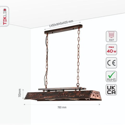 Iron Industrial Island Ceiling Chandelier Light 4xE27