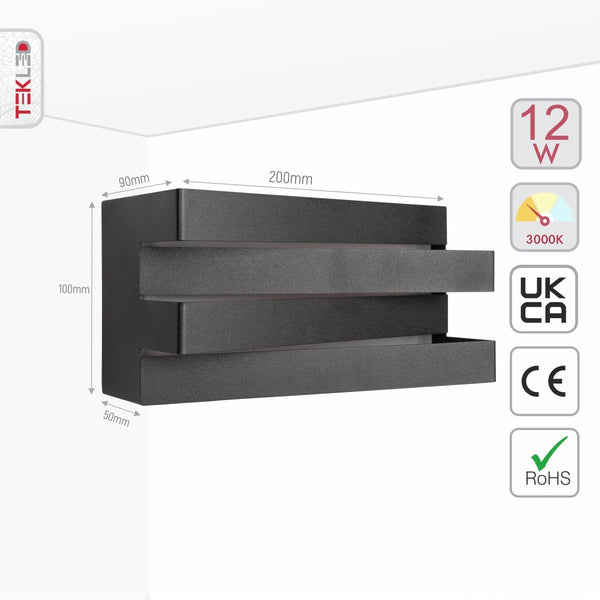Integrated LED Metal Wall Light 12W Warm White 3000K
