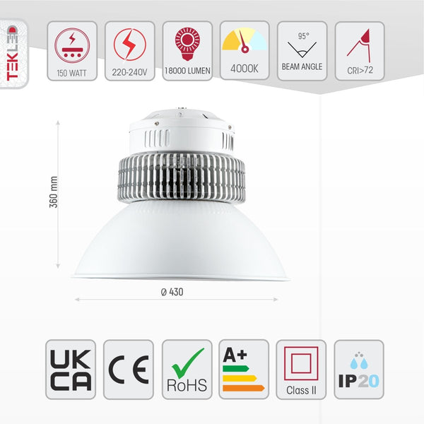 LED Radiator High bay 150W Cool White 4000K IP20