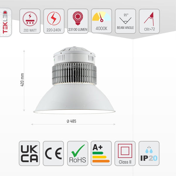 LED Radiator Highbay 200W Cool White 4000K IP20