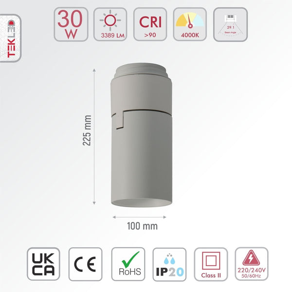 LED Surface-Recessed Tilt Rotatable Downlight Cool White 4000K