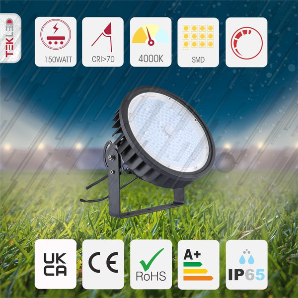 LED UFO Cold Forged Heatsink Highbay Light 150W Cool White 4000K Sand Black IP65