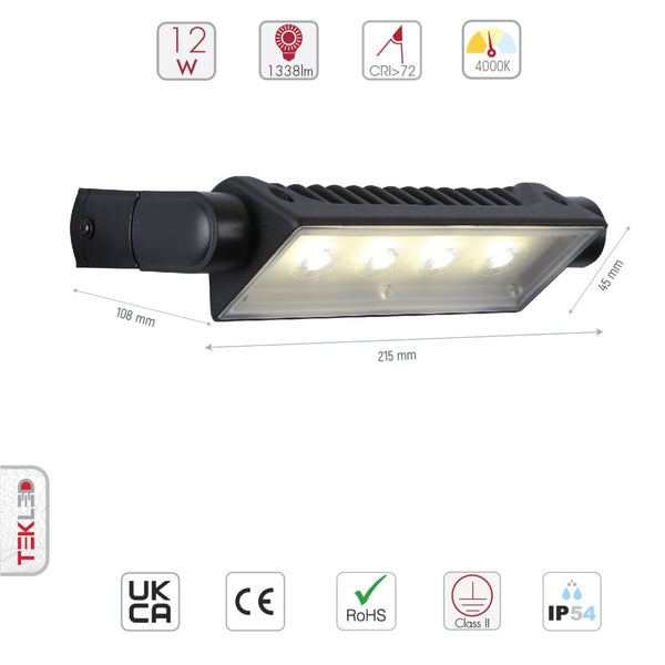 LED Wallwasher Wall Light 12W IP54 Black
