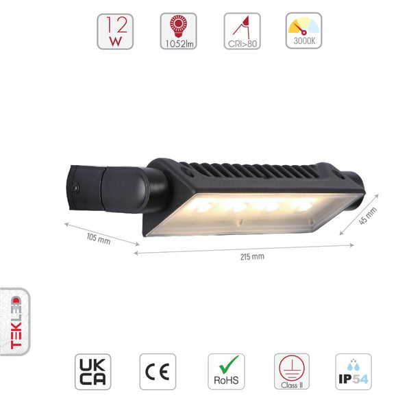 LED Wallwasher Wall Light 12W IP54 Black