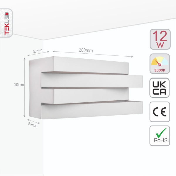 Integrated LED Metal Wall Light 12W Warm White 3000K
