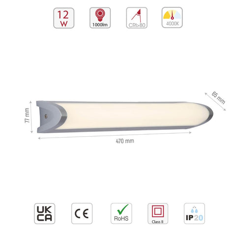 Modern Bathroom Vanity Lamp Mirror Front Makeup LED Light Chrome