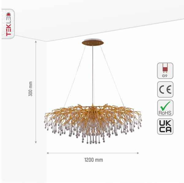Modern Crystal Glass Droplet Teardrop Chandelier Ceiling Light 13xG9 1200mm